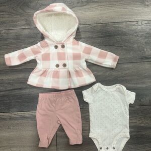 Pink Plaid Baby Jacket Set